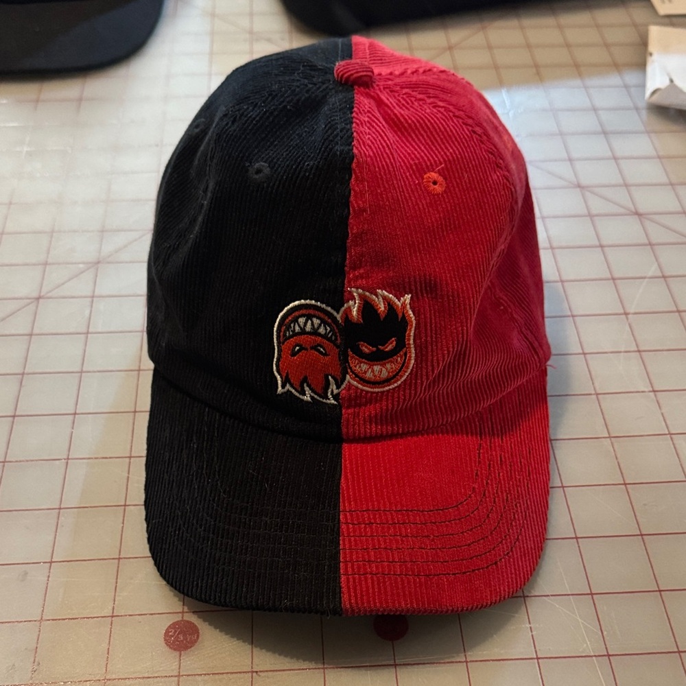 Spitfire Black and Red Split Cap with Embroidered logos